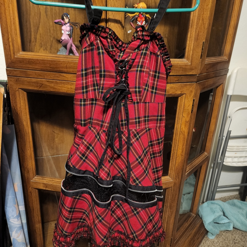 Hell Bunny Red Plaid Kids Dress with Black Trim